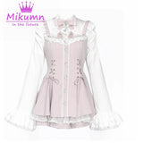 Mikumn Harajuku Y2k Japanese Lolita Style Dress With Shorts Kawaii Vestidos Women Gothic Lace Bow Flare Sleeve Party Mini Dress