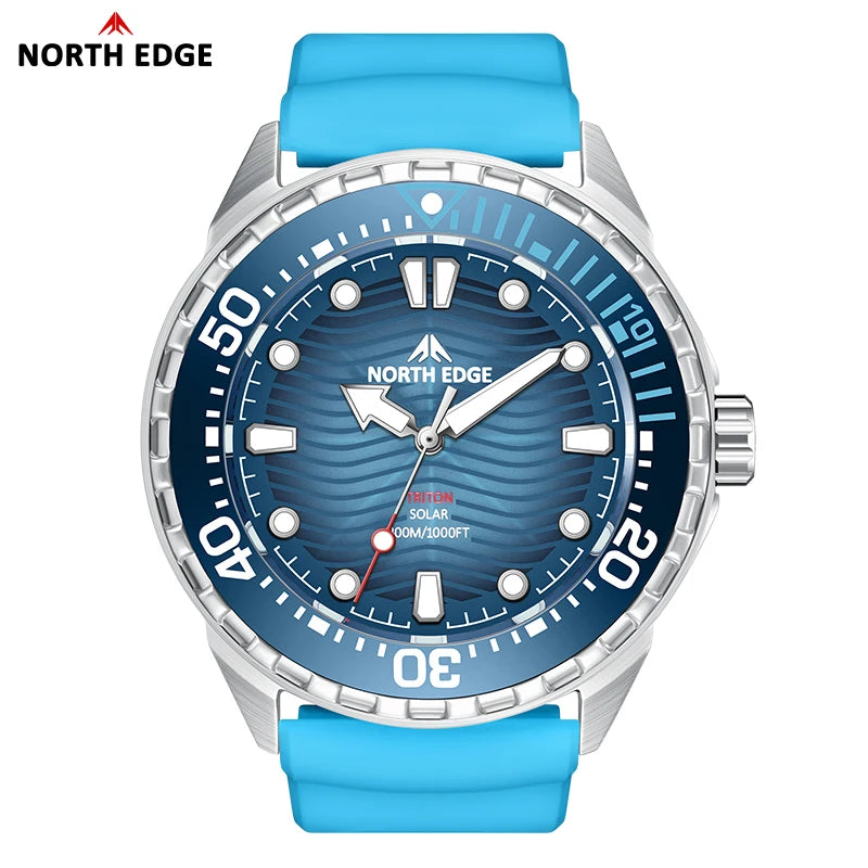 NORTH EDGE 2026 New TRITON Solar Powered Dive Watch Men Luxury Digital Watches For Men 316L Stainless Steel Case Waterproof 300M