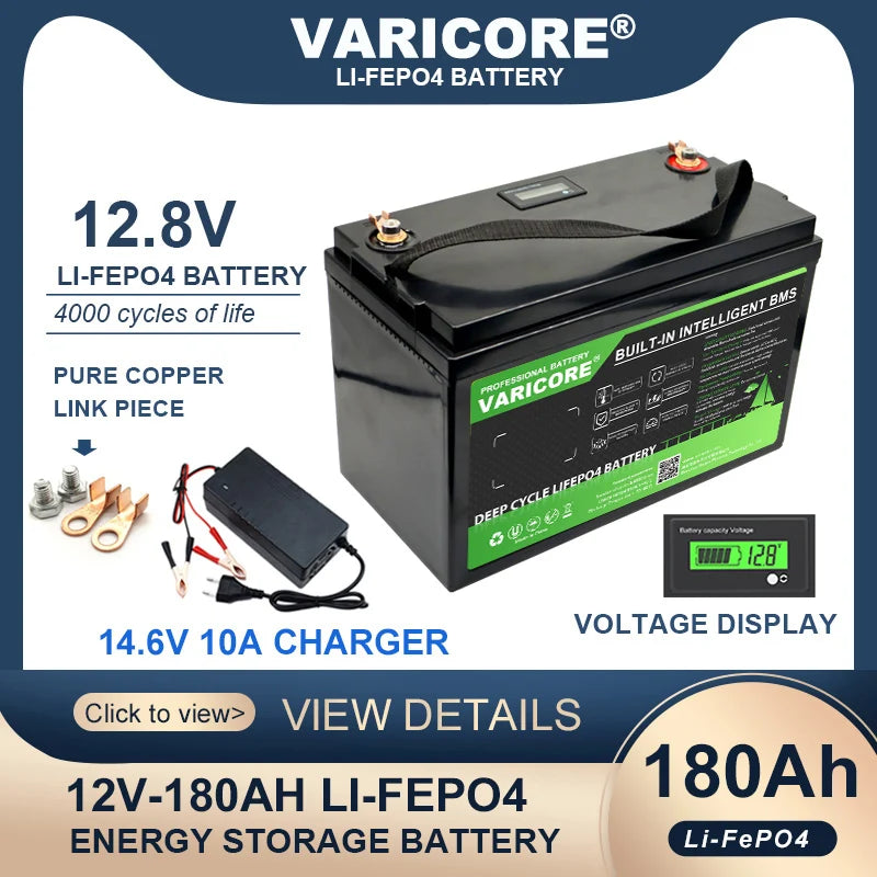VariCore 12V/24V/36V/48V 360Ah 340Ah 180Ah 100Ah 120Ah LiFePO4 Battery for 4s 8s 10s 16s Solar Touring Car Golf Cart Duty-free