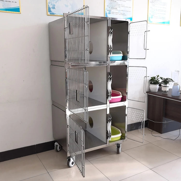 Cat Boarding Cages for Pet Grooming Salon Pet Hospital Stainless Steel Veterinary Cage