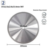 XCAN Metal Cutting Blade 355mm(14 Inch) x25.4mm 66 90T Carbide Circular Saw Blade For Aluminum Iron Steel Metal Cutting Disc