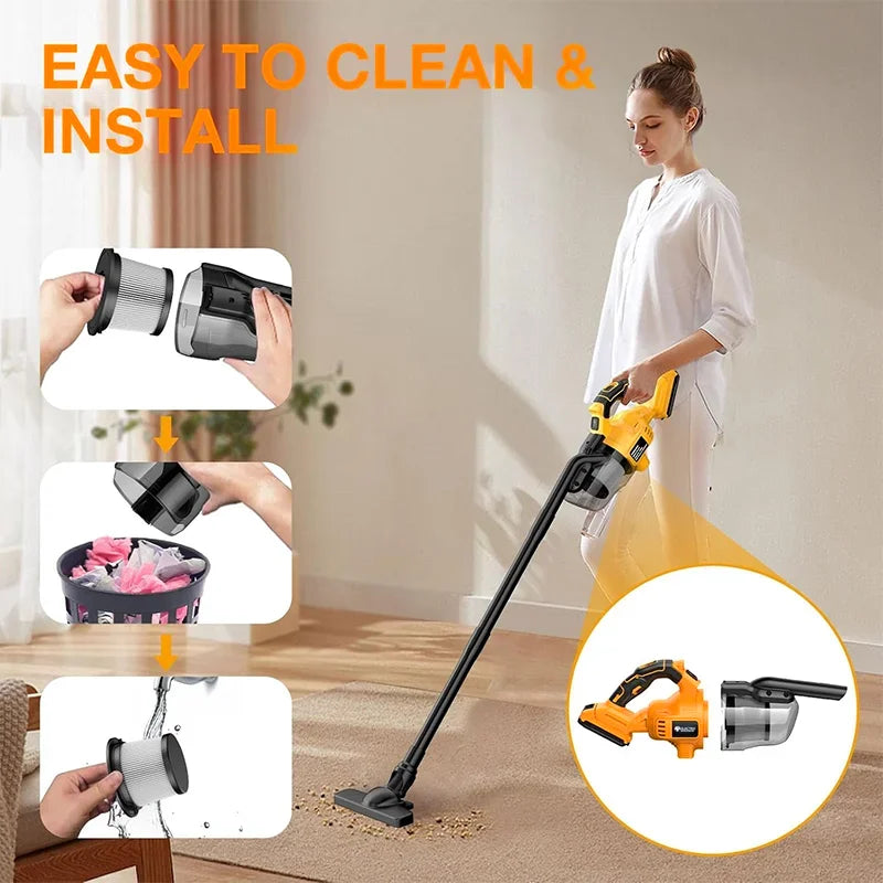 Cordless Vacuum Cleaner Rechargeable Handheld Dust Blower Floor Car Pet Hair Multifunction Cleaning For Dewalt 20V Battery Pin