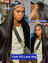  40 42 Inch Straight Human Hair Wigs 13x4 13X6 HD Lace Frontal Wig 300% Density Human Hair Remy Invisible Swiss Lace Wigs For Women