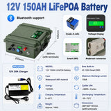 12V 100Ah LiFePO4 Battery 50Ah 150Ah 200Ah Lithium Waterproof Bluetooth Smart BMS 6000 Cycles Solar RV Marine Camping Outdoor