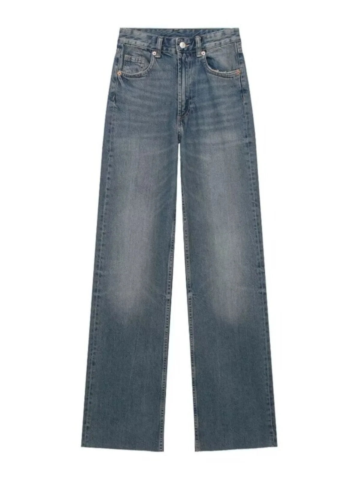Spring 2024 Women's High Waist Wide Leg Jeans Slimming Versatile Long Pants Straight Cut Denim Trousers for Ladies