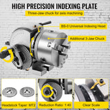 SucceBuy Dividing Head 5Inch 3 Jaw Precision Semi Universal Dividing Head for Milling Machine Rotary Table Tailstock Milling Set