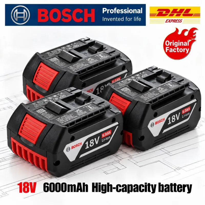 Bosch 18V 6.0Ah Genuine Battery BAT609 BAT609G Original Rechargeable Lithium-Ion Power Tool Battery