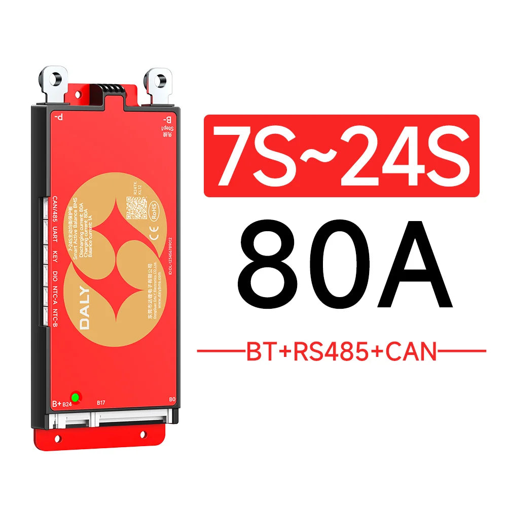 Daly Smart BMSWiFi 4S 12V 8S 24V 16S 48V 40A 100A 150A 200A Active Balance Overcharge/Discharge Protection for Sola/EV with BT