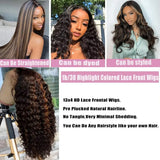 250Density 1B/30 Highlight Deep Wave Frontal Wig 13x6 HD Lace Curly Wigs Water Wave Human Hair Wig 13x4 Highlight Wig Human Hair