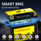 12V LiFePO4 Motorcycle Battery 4Ah 6Ah 8Ah 12Ah CCA 260A 350A 450A 620A 720A Lithium Iron Phosphate Starter Battery ATV UTV