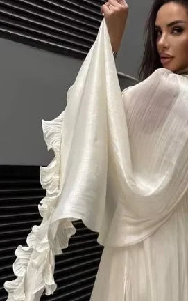 Multi-layer Ruffled Hem Sleeveless With Cape Maxi Dress Women Round Collar Lace Up Long Dresses 2026 New Evening Party Robes