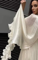 Multi-layer Ruffled Hem Sleeveless With Cape Maxi Dress Women Round Collar Lace Up Long Dresses 2026 New Evening Party Robes