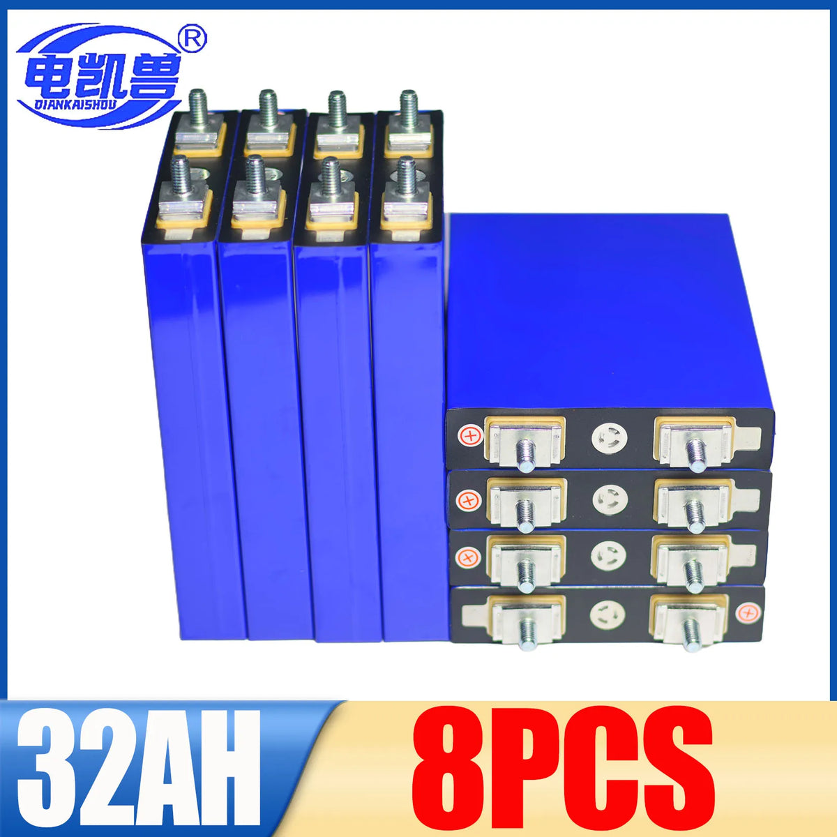 New Grade A LiFePO4 3.2V 32Ah Lithium Iron Phosphate Battery DIY 12V 24V 48V Motorcycle Motor Modification and Charging Battery