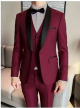 3 Pieces Set Formal Slim Fit Tuxedo Prom Suit Men Groom Wedding Blazers High Quality Groomsman Business Banquet Party Suit
