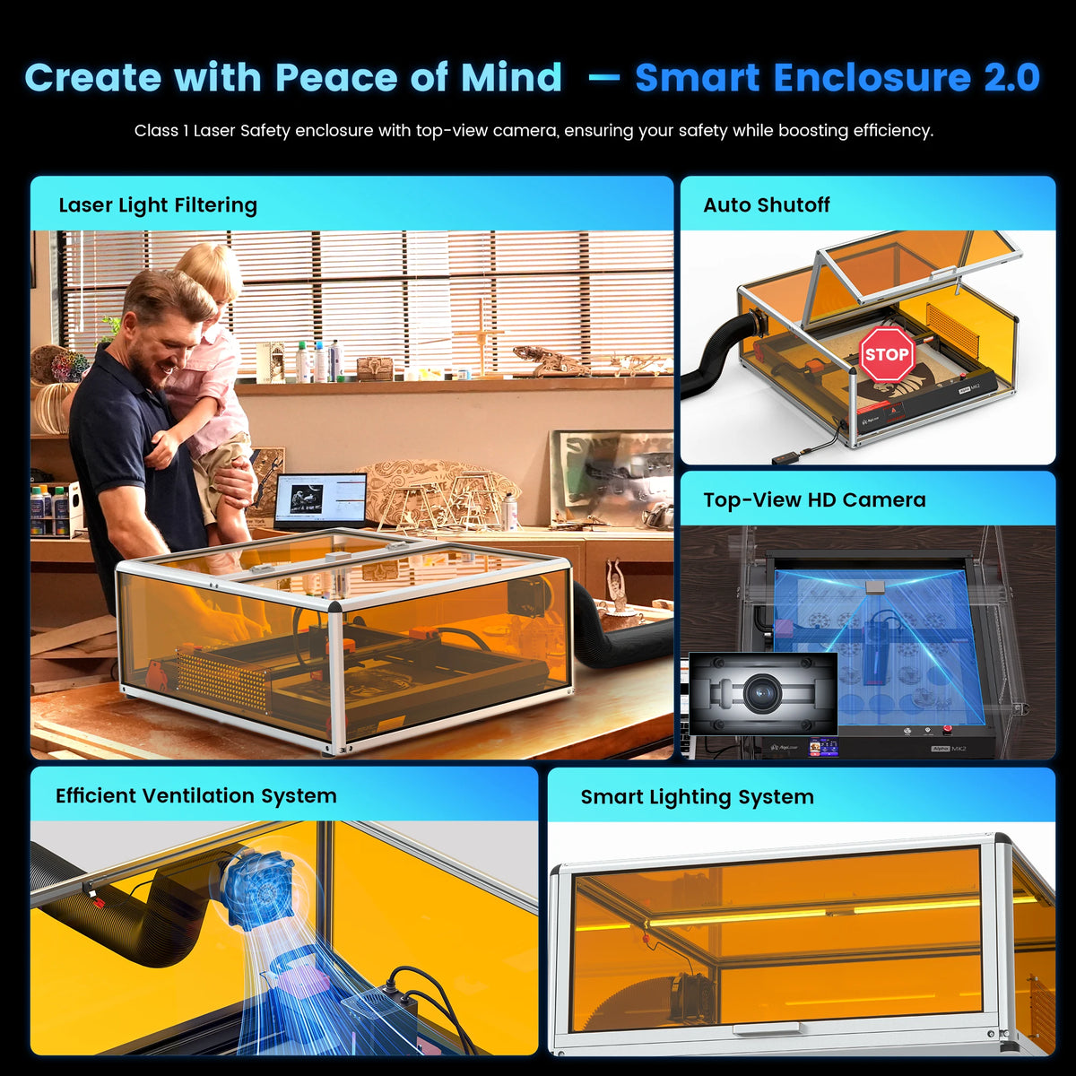 AlgoLaser ALPHA MK2 20W 40W Laser Engraver DIY Gifts Tools Laser Engraving Cutting Machine 3.5'' Touch Screen App Offline Work