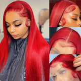 40 Inch Bone Straight Hot Red Wig 13x6 5x5 Hd Lace Front Wigs Human Hair 250% Brazilian Red Straight Lace Front Wig For Women