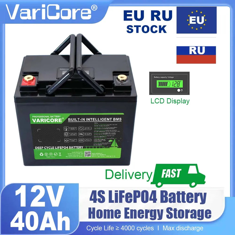 VariCore 12.8V/24v 360Ah 340Ah 180Ah 120AH 100Ah LiFePO4 Battery 25.6v 12V Lithium Iron Phosphate for RV Touring Car Solar Wind