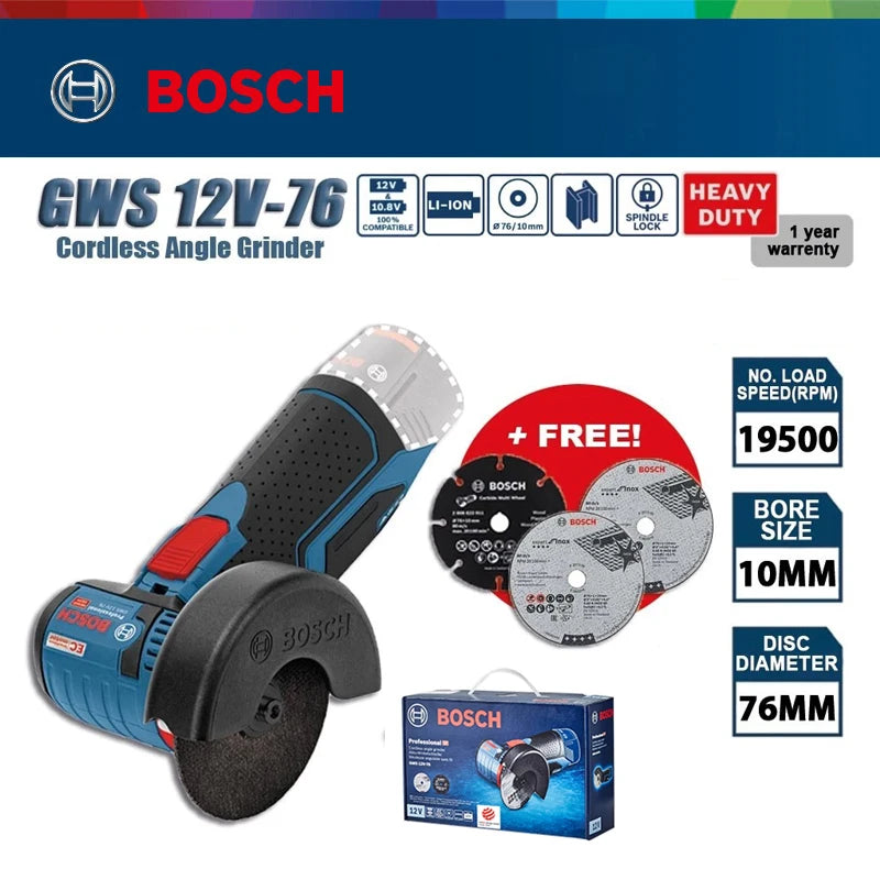 Bosch GWS 12V-76 Brushless Angle Grinder 12V Brushless Motor Angle Grinder Lithium-Ion Angle Grinder Professional