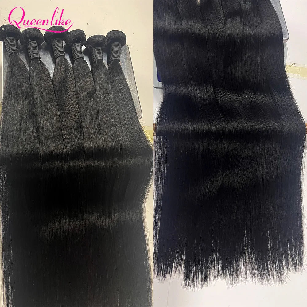 Queenlike 30 Inch Human Hair Bundles Brazilian Raw Hair Weave 1/3/4
