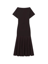 HH 2026 Women Summer Fashion Solid Midi Dress Side Zipper Pleated Woman Ship-type Short Sleeved Stitching Holiday Party Dress