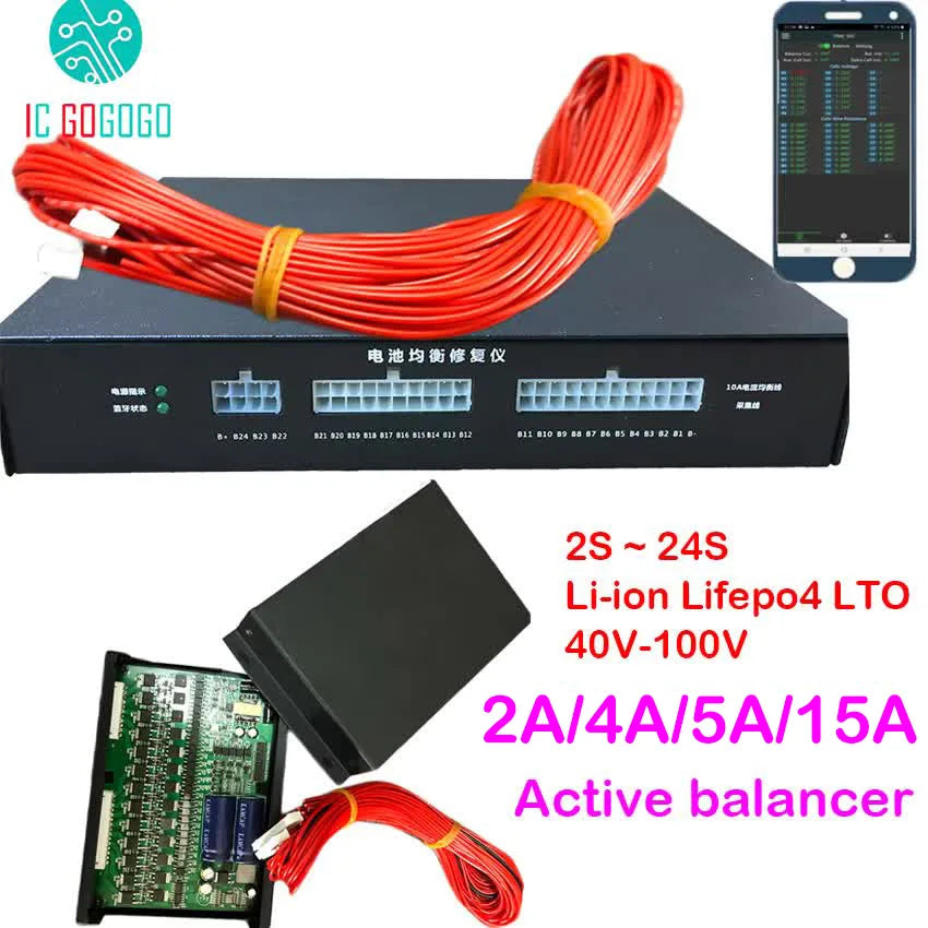 2A 4A 5A 15A Balance Lithium Battery Active Equalizer Bluetooth APP 2S ~ 24S Li-ion Lifepo4 LTO JK Jikong Balancer 4S 16S 20S
