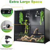 Large 230 Gallon Reptile Enclosure, 48x24x46, Tall Terrarium for Bearded Dragons and Ball Pythons, Front-Opening Glass Door, Com