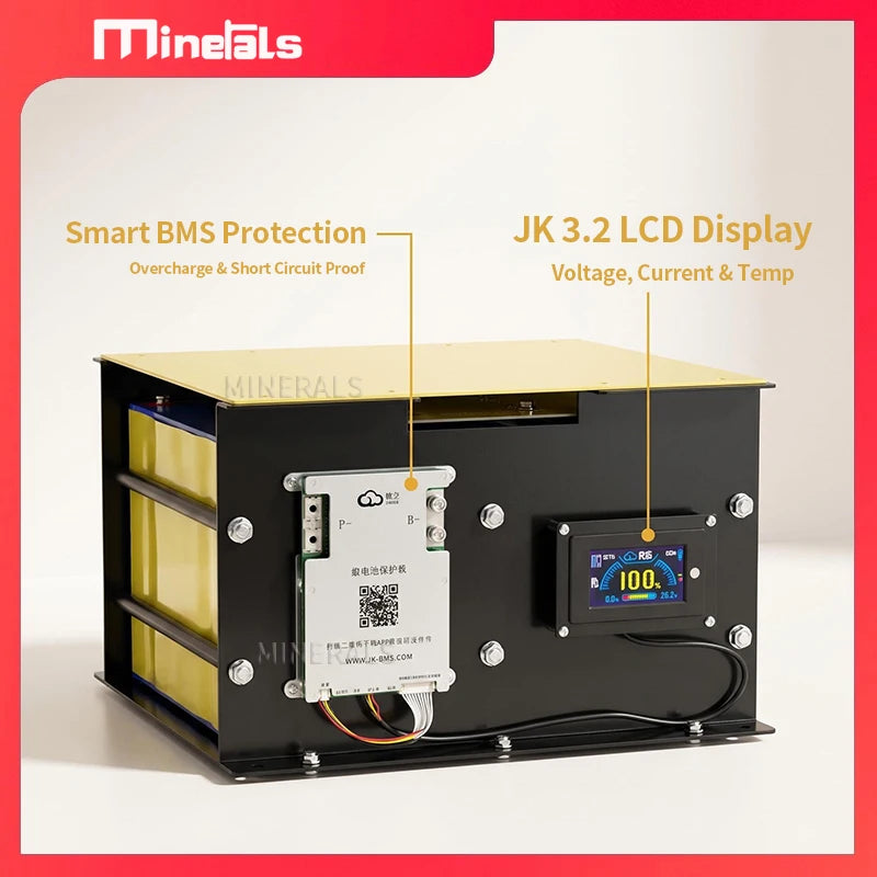 8S DIY Battery Case 24V for 280AH MB31 EVE 304AH JK 8S 200A BMS 3.2 LCD Optional Easy Installation High Quality Connection Card