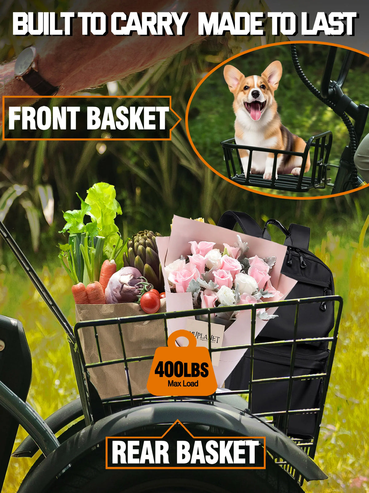 ESKUTE T300 Electric Bicycle Trike for Adults, 624Wh Battery, 1200W Motor eBIKE, 18"x3.0" Fat Tires, Foldable 3-Wheel E-Bike