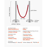 SucceBuy Stanchions 4/6/8Pcs Stainless Steel Post with Fillable Base Red Velvet Ropes & Posts Crowd Control Barriers Stanchions