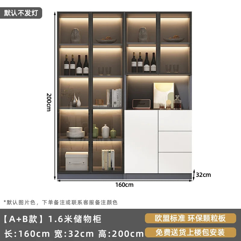 Customized sideboards, high cabinets, light luxury, modern living room storage cabinets, wine cabinets, integrated wall-walled