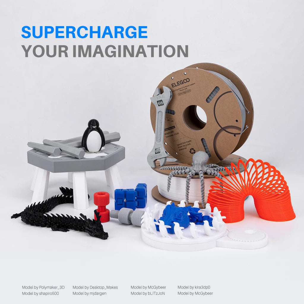 ELEGOO PLA Plus 10kg Filament 1.75mm Black 3D Printing Material Dimensional Accuracy +/- 0.02 mm Fits Most FDM 3D Printers