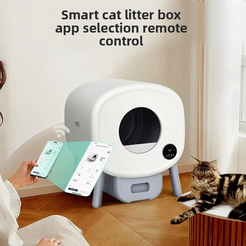 Smart Cat Litter Box, Fully Automatic Cleaning, Deodorization, Fully Enclosed Electric Cat Toilet, Oversized Cat Litter Box