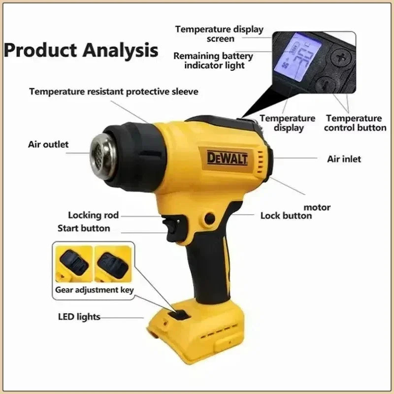 Dewalt Cordless Brushless Heat Gun 300W DCE530 High Power Welding Thermal Blower Heat Shrink Wrapping Tool For Dewalt Battery