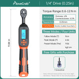 MOVECRAB Series Digital Torque Wrench 1.5-340N.m 2% Accuracy Preset Values with Buzzer, LED Flash & HandleVibration Notification