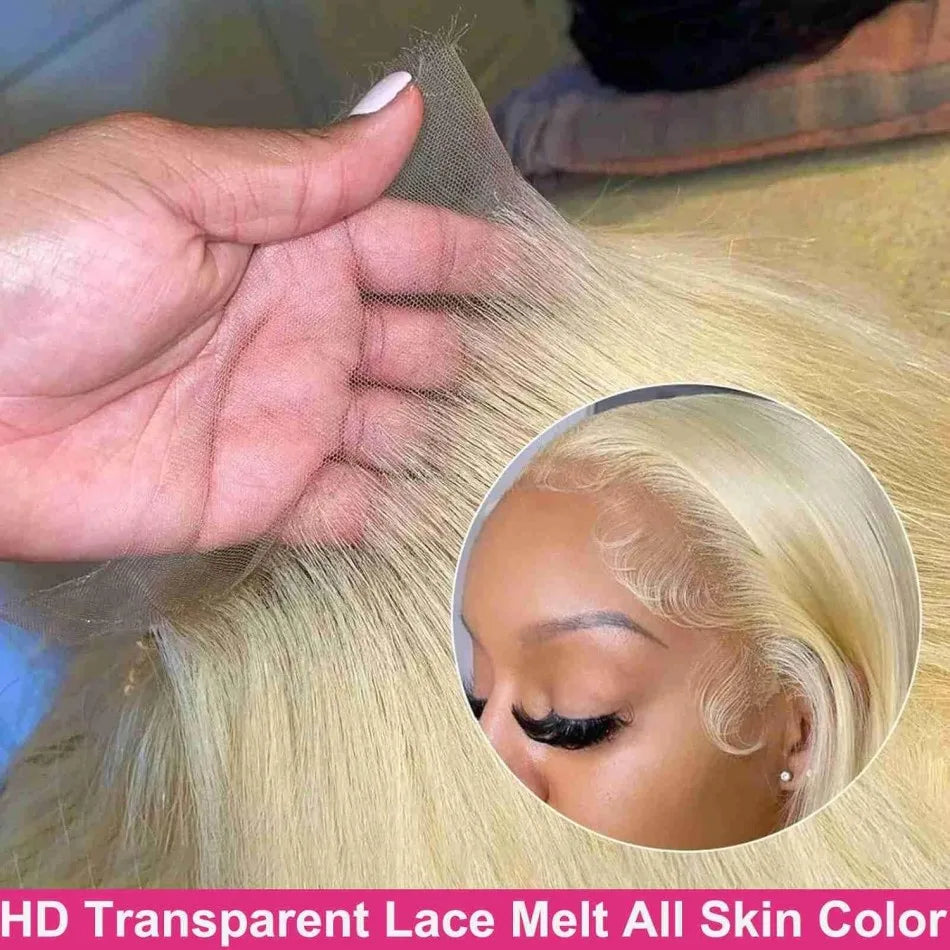 Straight Human Hair Wigs 613 Blonde 13X6 Hd Lace Frontal Wig 220 Density