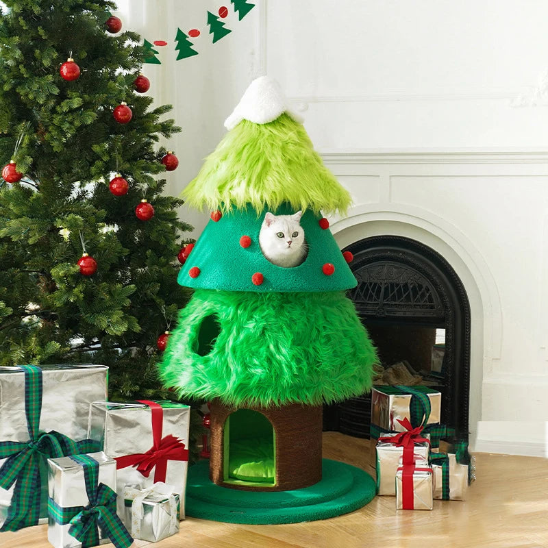 New Christmas Cat Tree Sisal Cat Houses Multifunction Cat Climbing Frame Kitten Playing Toy