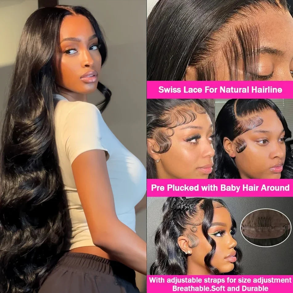 260% Density 13x6 Body Wave Lace Front Wigs Human Hair Pre Plucked 13x4