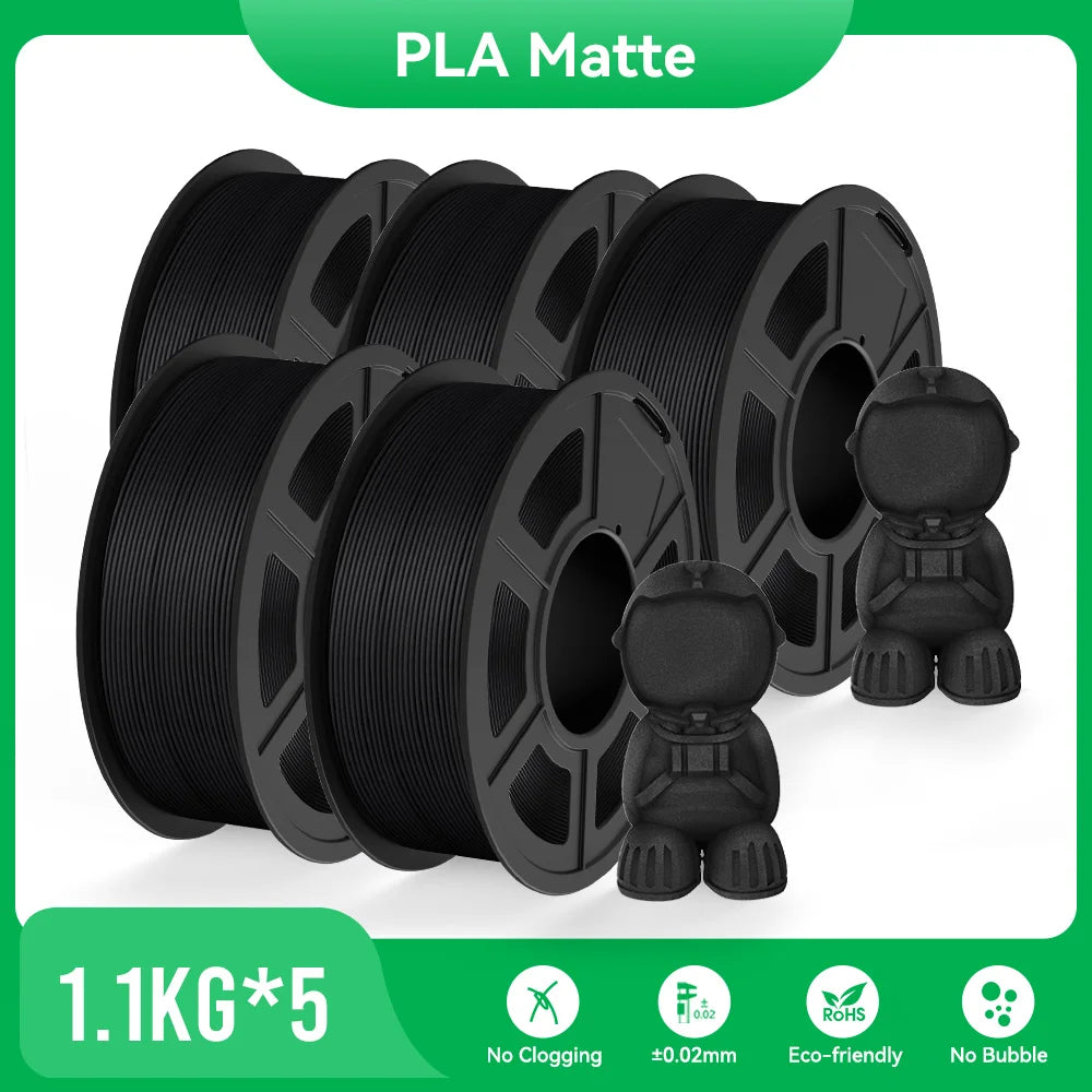 JAYO PLA Matte 3D Printer Filament 1.75mm+/-0.02mm 5/10Rolls 100% No Bubble Non-toxic3D Printing Materials for 3D Printer& Pen