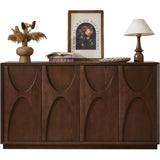 Retro Walnut Sideboard Cabinet with Magnetic Door, Adjustable Shelf for Living Room or Kitchen