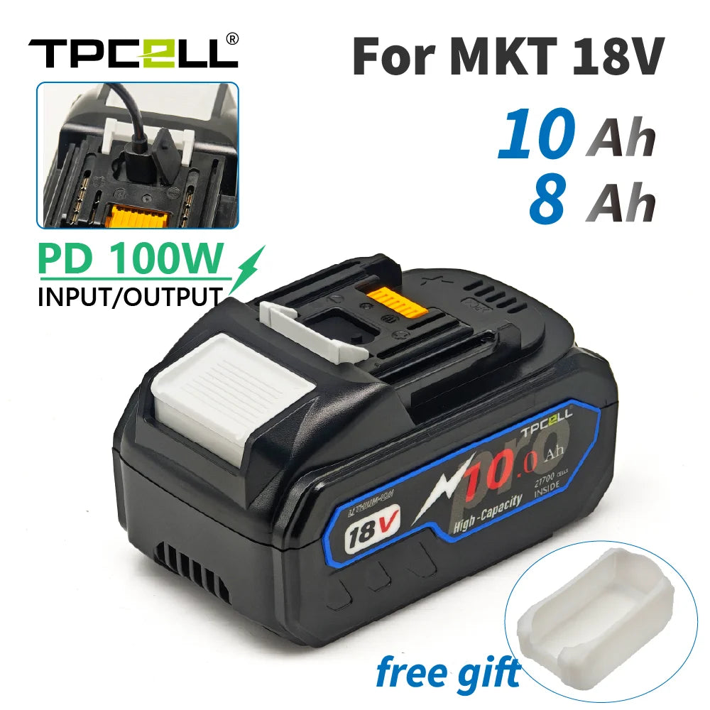 TPCELL PD100W 8Ah/10Ah For MAKITA 18V with USB-C Connector 21700 Tabless Cells Replacement Battery Power Tools Li-ion