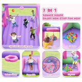 Inflatable Bounce House 15 ft x 14.7 ft with Blower for Aged 3-12 Blue Jumping Castle with Slide 2 Ball Pits 2 Basketballs 2 Ri