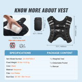 Weighted Vest 20 lbs Weight Vest with Reflective Stripe Adjustable Buckle Body Weight Vest for Men Women Workout Equipment