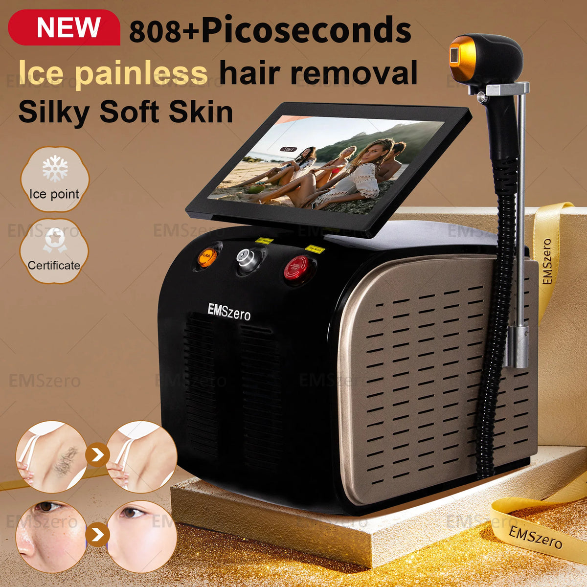 2IN1 808 Diode Laser Hair Removal & Picosecond Laser Tattoo Removal Machine with Cooling, CE Certified