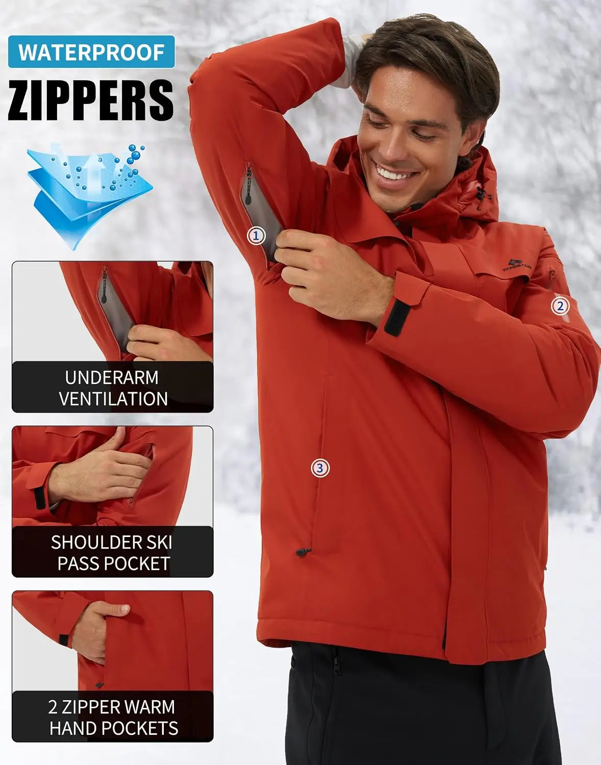 Pioneer Camp Men's Waterproof Ski Jacket Insulated Snowboard Winter Coat