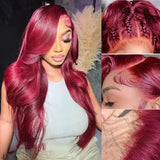 99j Burgundy 13x6 HD Lace Frontal Human Hair Wig 200 Density Body Wave 13x4 Lace Front Wigs Brazilian 100% Human Hair Wigs