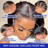 Vietnamese Bone Straight Braided Virgin Frontal Wig PrePlucked Human Hair Glueless Short Bob Wigs 13x6 Hd Lace Front Wigs