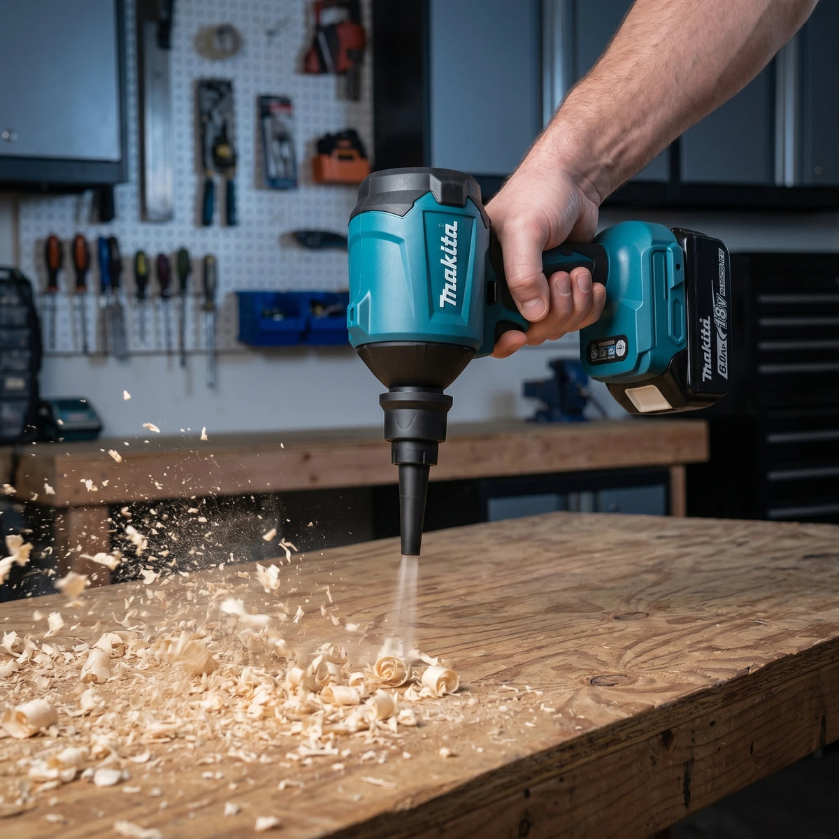 Makita DAS180 18V Brushless Cordless Air Duster Blower Inflator with Nozzle Kit for Workshop Equipment and Car Cleaning