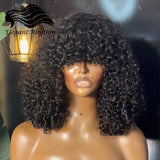 Jerry Curly Wig With Bangs 10A Brazilian Virgin Human Hair Glueless None Lace Front Wig Kinky Curly Human Hair For Black Women