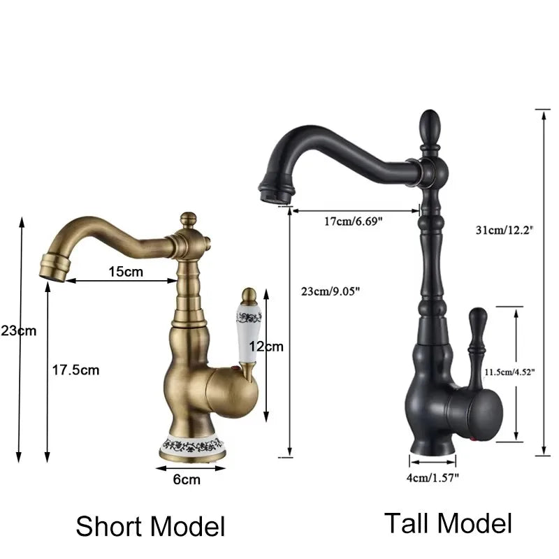 Shinesia Black Bronze Gourmet Kitchen Faucet Deck Mounted Bathroom Basin Sink Hot and Cold Water Mixer Taps