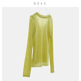 Casual and versatile~Slim-fit base shirt U-neck long-sleeve T-shirt for women Wool blend top 2026 spring new arrival
